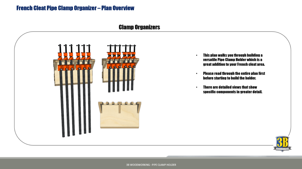 French Cleat Pipe Clamp Holder Build Plans 3B Woodworking