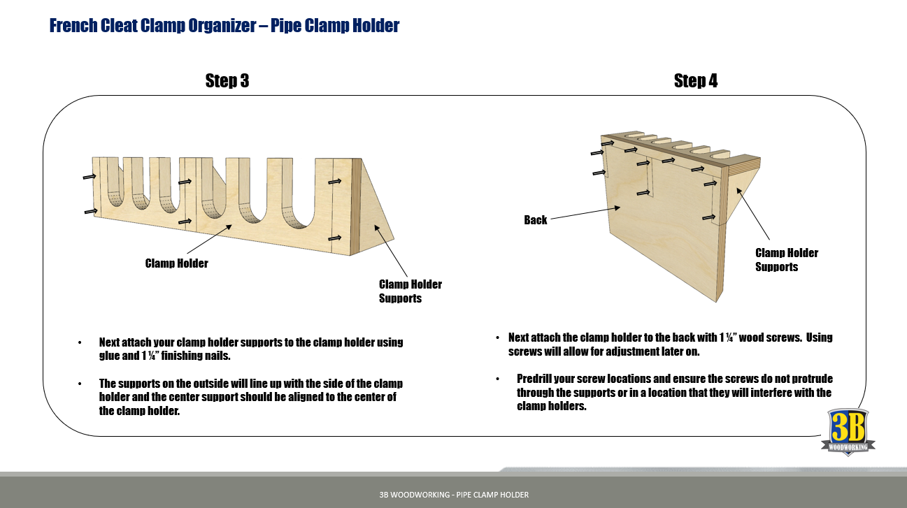 French Cleat Pipe Clamp Holder Build Plans 3B Woodworking