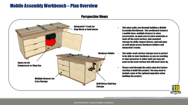 Mobile Assembly Workbench, Compact Workbench, Outfeed Table - Digital Download / Build Plans / Woodworking Plans - Image 3