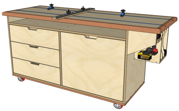 Mobile Assembly Workbench, Compact Workbench, Outfeed Table - Digital Download / Build Plans / Woodworking Plans