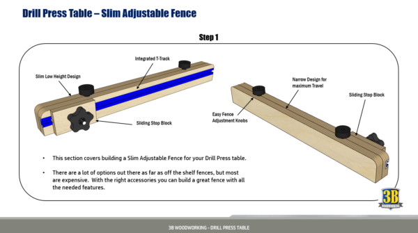slim adjustable fence for drill press